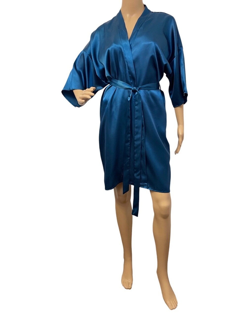 Honors Intimates Women's Blue Satin Night Gown Satin Robe, XL